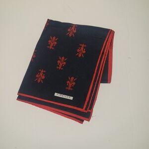 Men's Firenze Navy and Red Patterned Scarf Vintage 80s